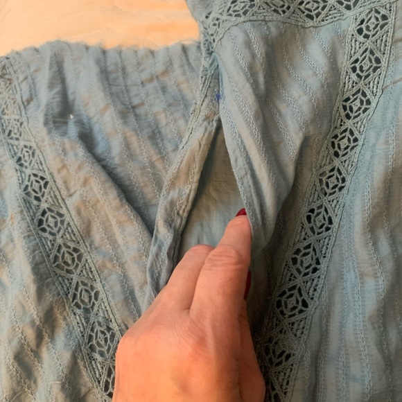 Free People Bella Maxi Dress Lace Inserts One Shoulder Tie Shoulder Mint - Picture 5 of 5